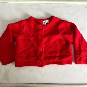 Janie and Jack red cardigan sweater with cable detail. 6-12 m
